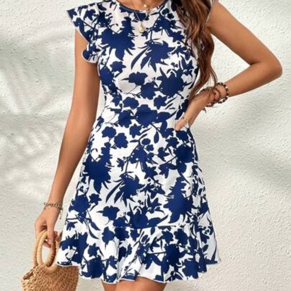 Floral Print Ruffle Trim Dress, Summer dress, Boho dress - Picture 2 of 6